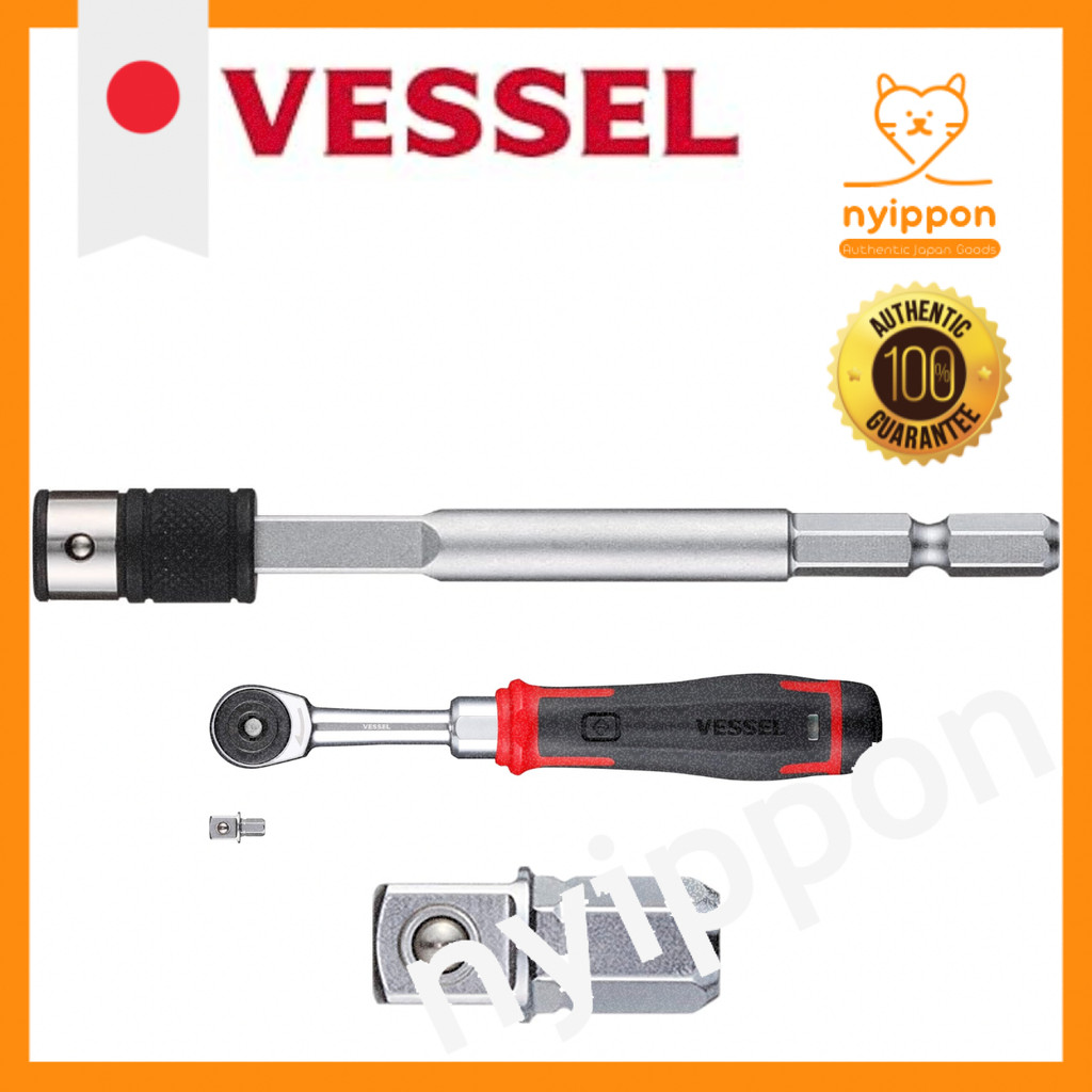VESSEL Cordless Electric Slim Ratchet Tools and Accessories Set