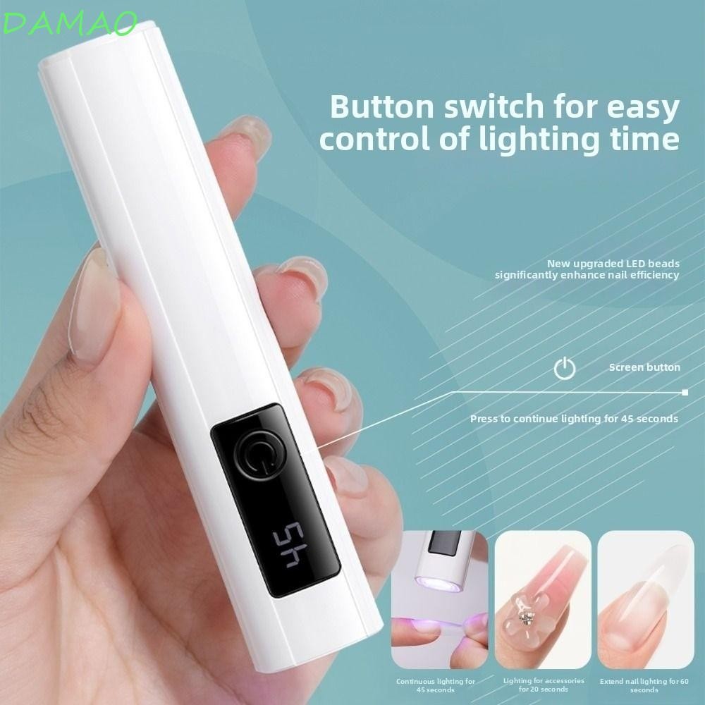 DAMAO โคมไฟเล็บ LED, Quick Drying 45s Timer Mini เครื่องเป่าเล็บแสง, Professional Portable Single Fi