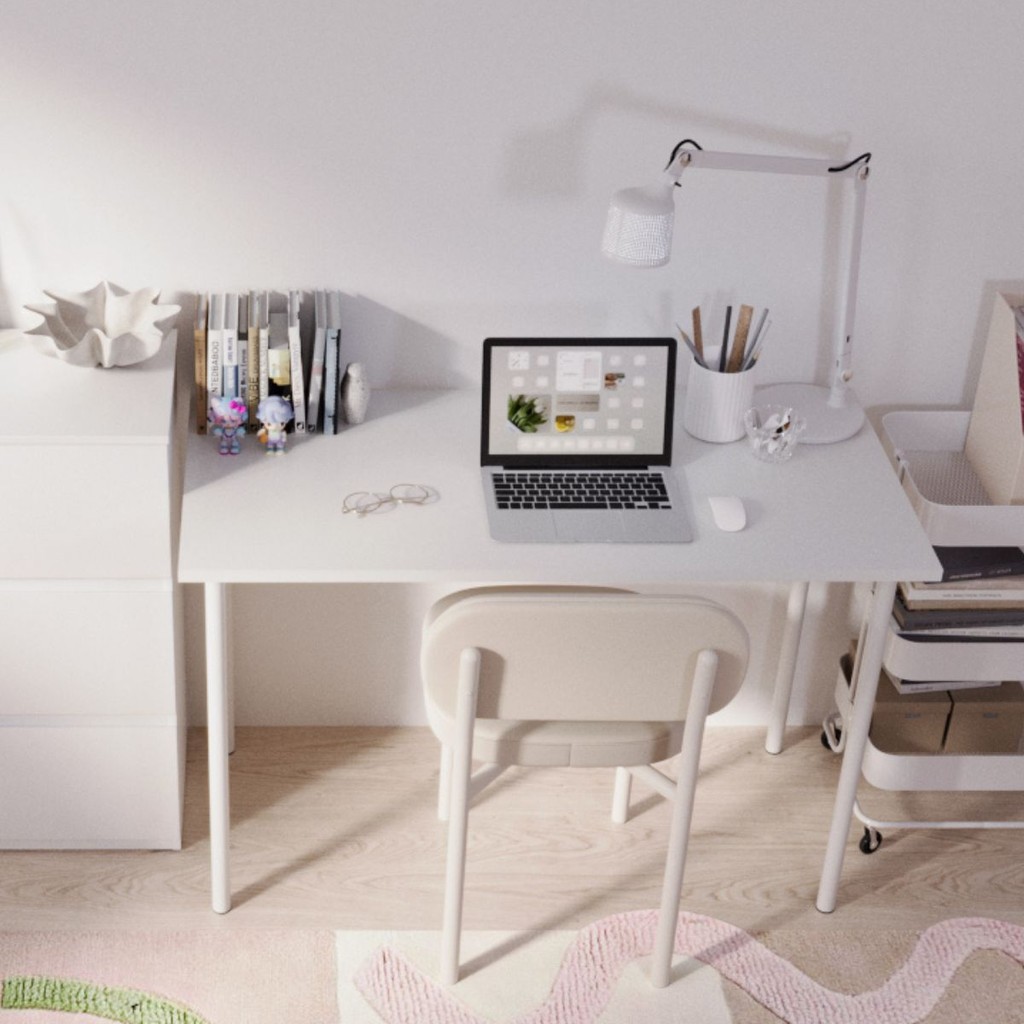 SB Design Square โต๊ะทำงาน รุ่น Porto ขนาด 120 ซม. สีขาว (120x60x77 ซม.)  แบรนด์ KONCEPT FURNITURE