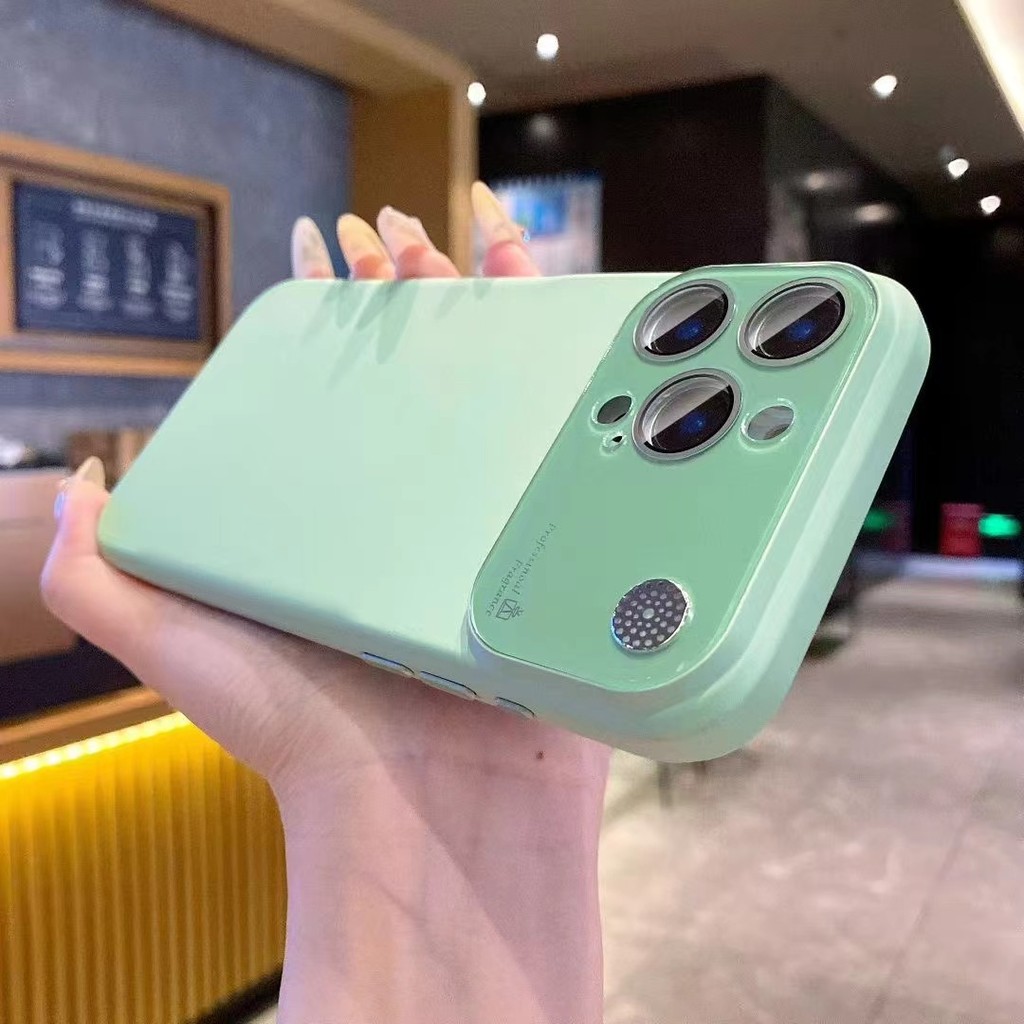 อาวุโสสีส้ม Antiskid กรณีซิลิโคนเหลวสําหรับ IPhone 17Air 16 15 14 13 12 17Pro Max รวมทุกอย่างเลนส์หน้าต่างขนาดใหญ่นุ่ม