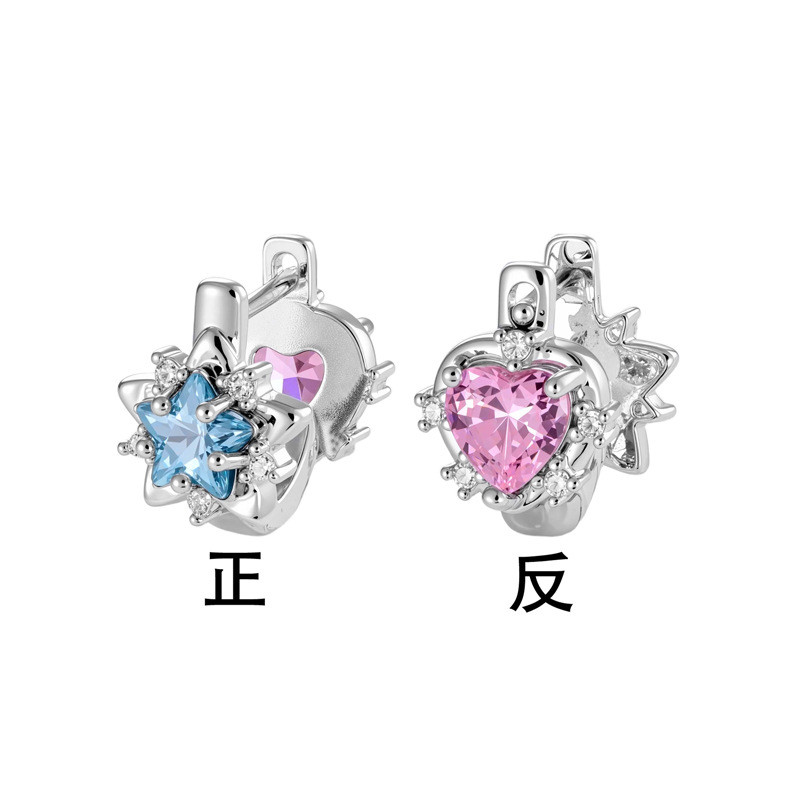 ต่างหูฝังหัวใจ Star Zircon AB สไตล์คลาสสิก สวมใส่ง่ายสำหรับทุกโอกาส ราคา ถูกที่สุด ดีลบีเคเค แกลเลอรีภาพที่ 3