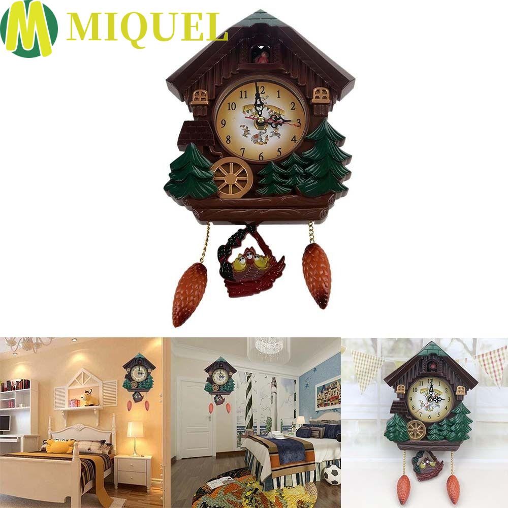MIQUEL Cuckoo Bird House Wall Clock, Music Time Reporting House Shape Bird House Clock, Cuckoo Wall 