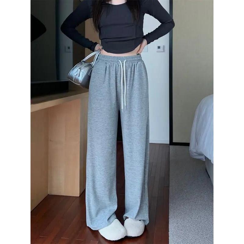 จัดส่งจากกรุงเทพฯ กางเกงลำลอง กางเกงขายาวผู้หญิง กางเกงเอวสูง กางเกงเดรปธรรมชาติ สีเทา กางเกงทรงตรงอเนกประสงค์ - รูปที่ 4