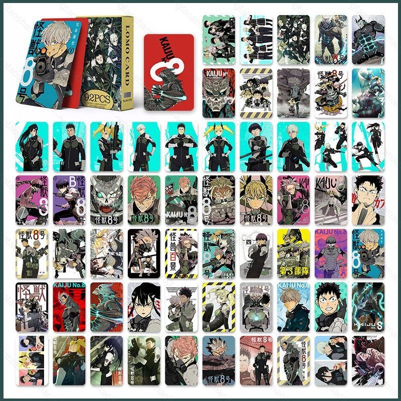 92 ชิ้น/เซ็ต Kaiju No 8 สติ๊กเกอร์ การ์ดรูปถ่าย โปสการ์ดการ์ด LOMO สองด้าน การ์ดสะสมกล่อง