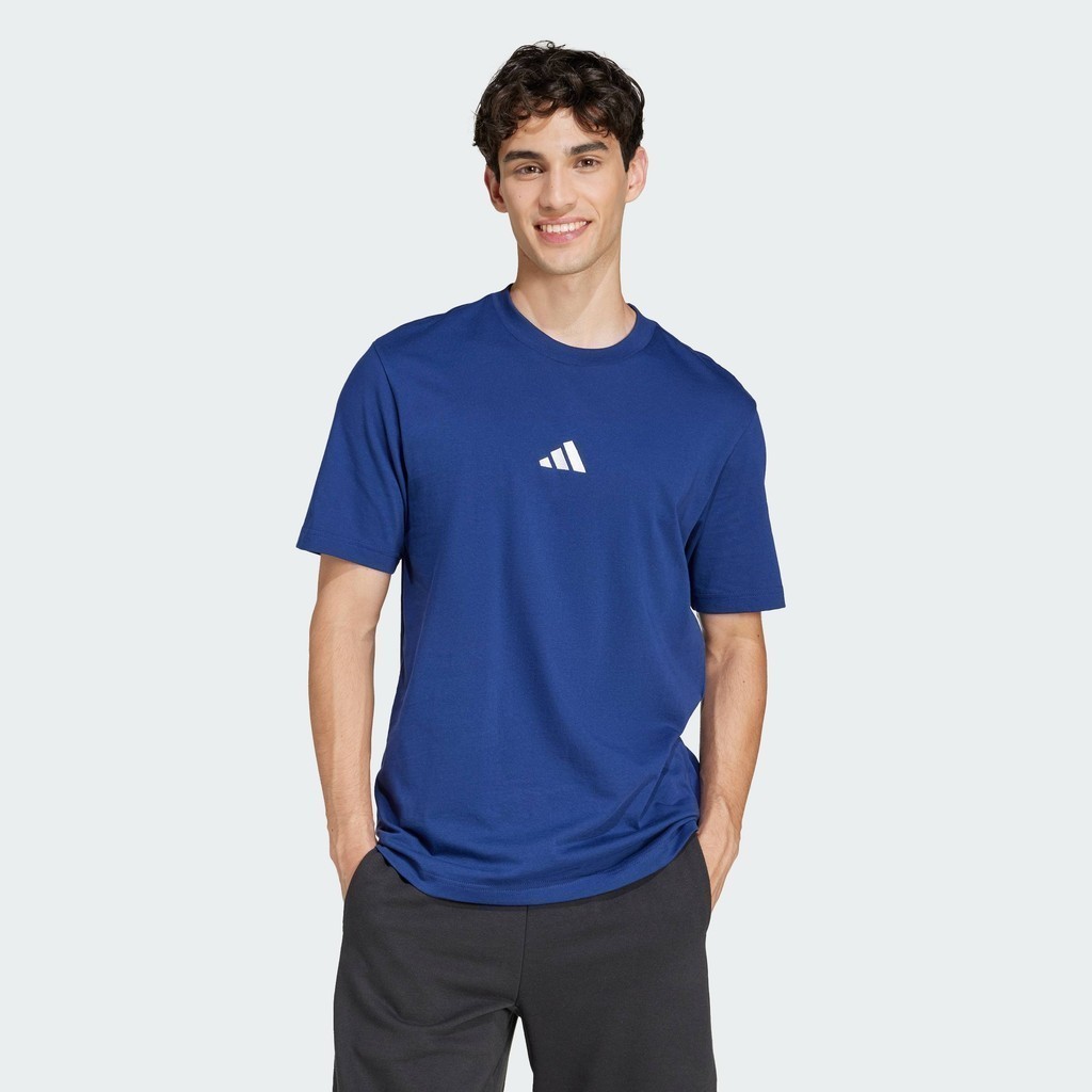 adidas Lifestyle Essentials Small Logo Single Jersey Tee Men Blue JF1093