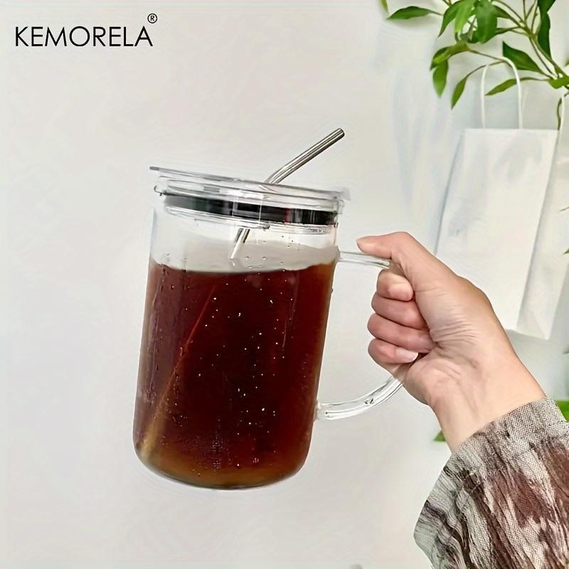 33.81oz Glass Water Cup, Large Glass Cup with Lid & Straw, Drinking Tea Cup for Home Office Use, Tra