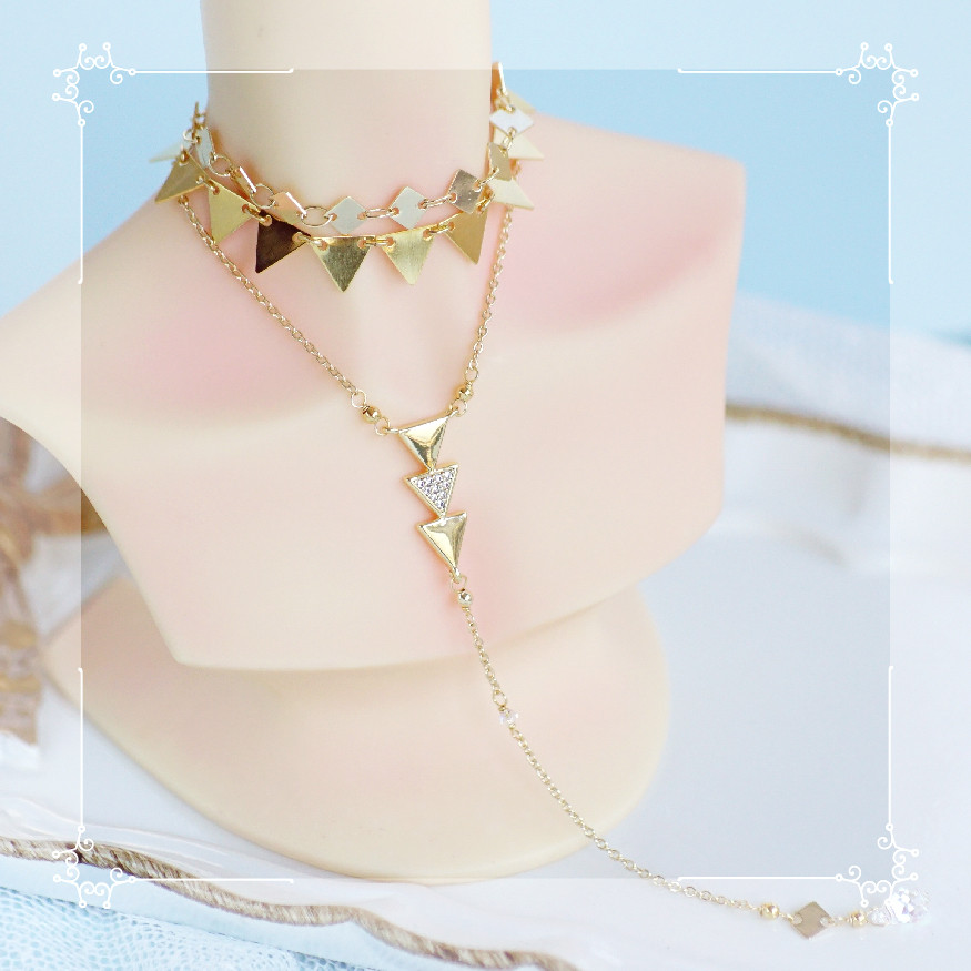 RIA Original {Triangle} สามจุด bjd sd ลุง dd ลุงเด็กใช้สร้อยคอเพทายเรียบง่ายแสง X135