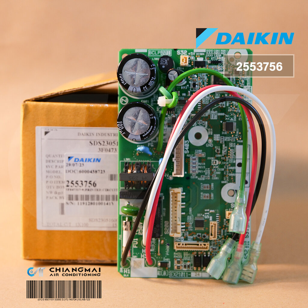 2553756 แผงวงจรแอร์ Daikin แผงบอร์ดแอร์ไดกิ้น บอร์ดคอยล์เย็น รุ่น FTKQ18XV2S, FTKQ18YV2S อะไหล่แอร์ 