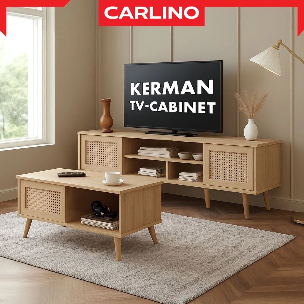 ใหม่: ชั้นวางทีวี ตู้ทีวี สไตล์ 180 ซม. Minimal เรียบหรู เหมาะสำหรับห้องนั่งเล่น Kerman TV Cabinet