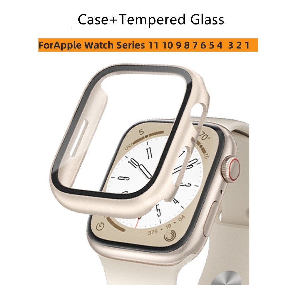 เคสสําหรับ ฉันดู ชุด 11 10 9 8 7 6 5 4 3 2 1แก้ว+ฝาครอบป้องกันหน้าจอเต็มกรอบกรณีฝาครอบกระจกนิรภัยสําหรับ ฉัน-ดู ชุด วง46มิลลิเมตร42มิลลิเมตร49มิลลิเมตร45มิลลิเมตร40มิลลิเมตร44มิลลิเมตร38มิลลิ