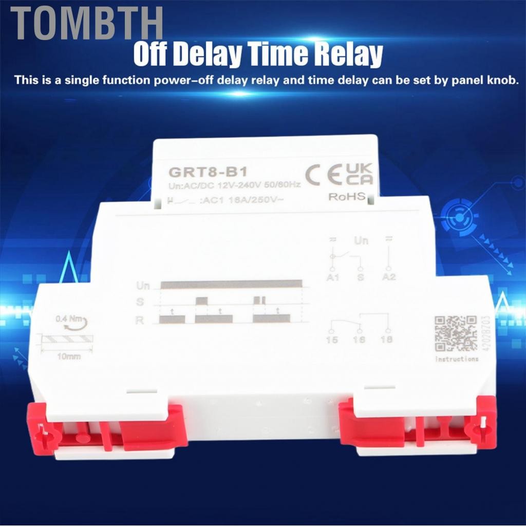 Tombth Tombth Camerina GRT8?B1 Mini Power Off Delay Time Relay ประเภทราง DIN ACDC 12V-240V