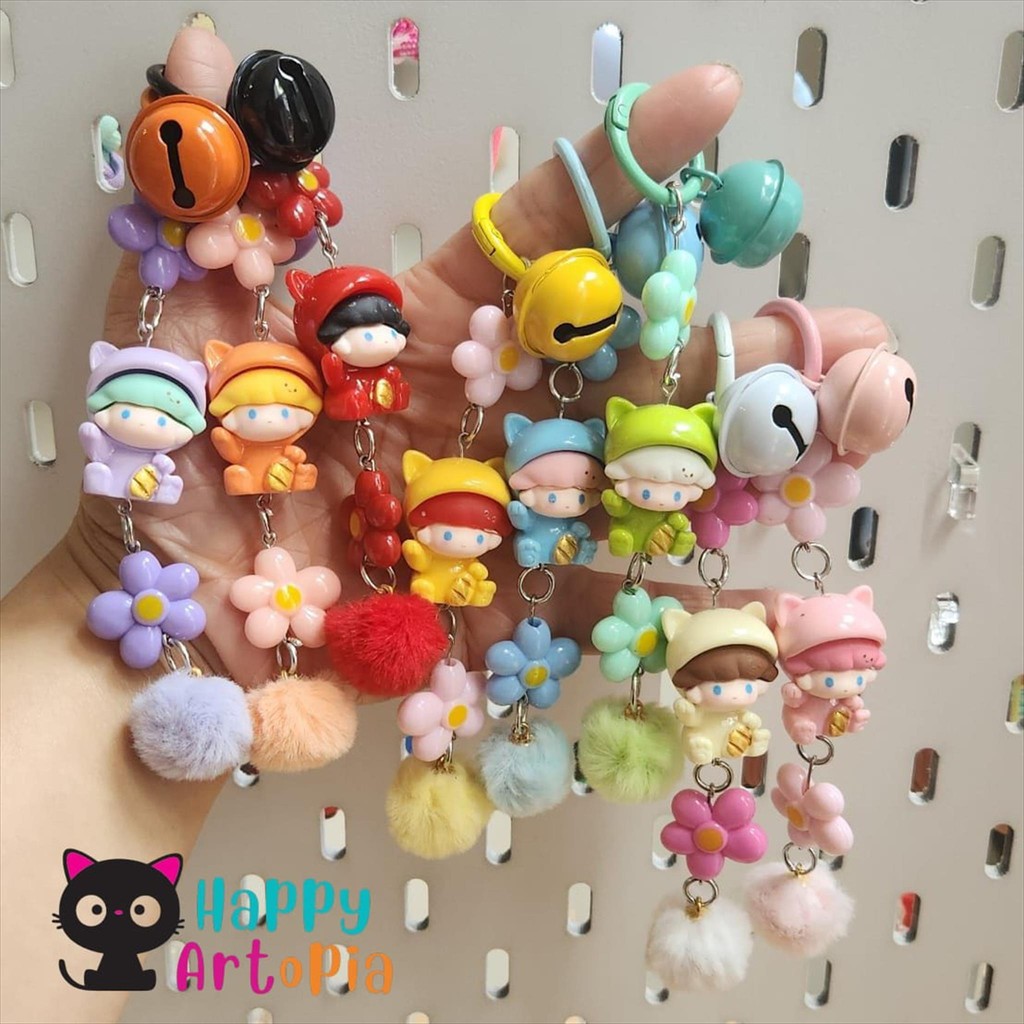 GANTUNGAN SISTERCLOZETTE - TAC236 POMPOM BEADS DOLL KEYCHAIN BEAD BAG CHARM