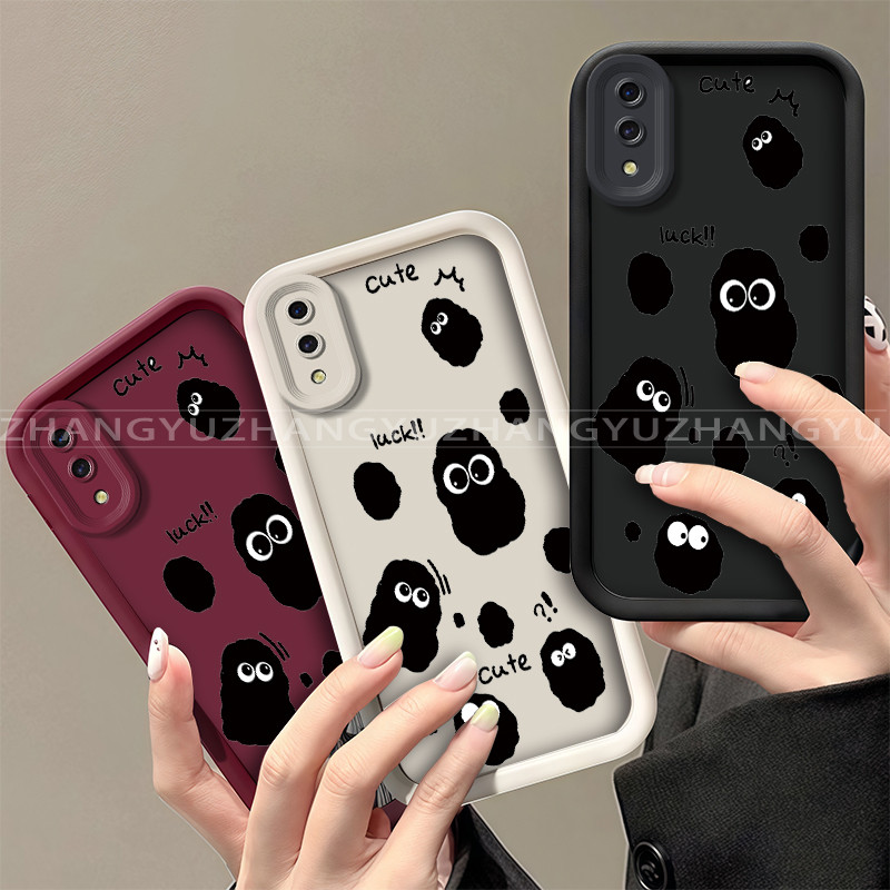 เหมาะสําหรับ VIVO Y93 Y1S Y70 Y90 เคสโทรศัพท์ใหม่สีดําการ์ตูนถ่านหินรูปแบบความงามปกอ่อน JT06