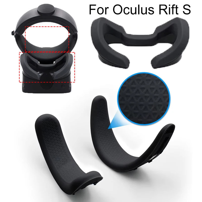 ซิลิโคนสีดําด้านหน้าด้านหลังโฟม Eye สําหรับ Oculus Rift S VR แว่นตาชุดหูฟังป้องกันกรณี VR อุปกรณ์เสร