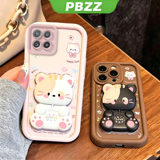 SAMSUNG เคสสําหรับSAMSUNG a12 a22 4g M12 5Gเคสโทรศัพท์Softcaseซิลิโคนกันกระแทกฝาครอบดีไซน์ใหม่ความงามพร้อมที่วาง360° กระจกแต่งหน้า แมวน่ารัก สําหรับเด็กผู้หญิง JTXMMZJ