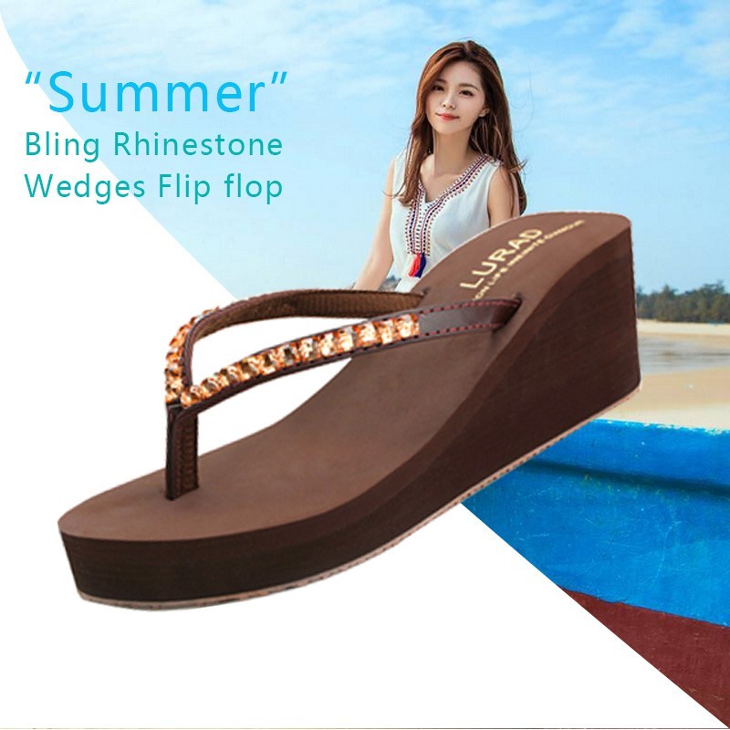 ZC9 Ready Stock BYA 2019 Thick Sole flip fitflop wedge slipper Soft Flatform Wedges Summer Beach Flo