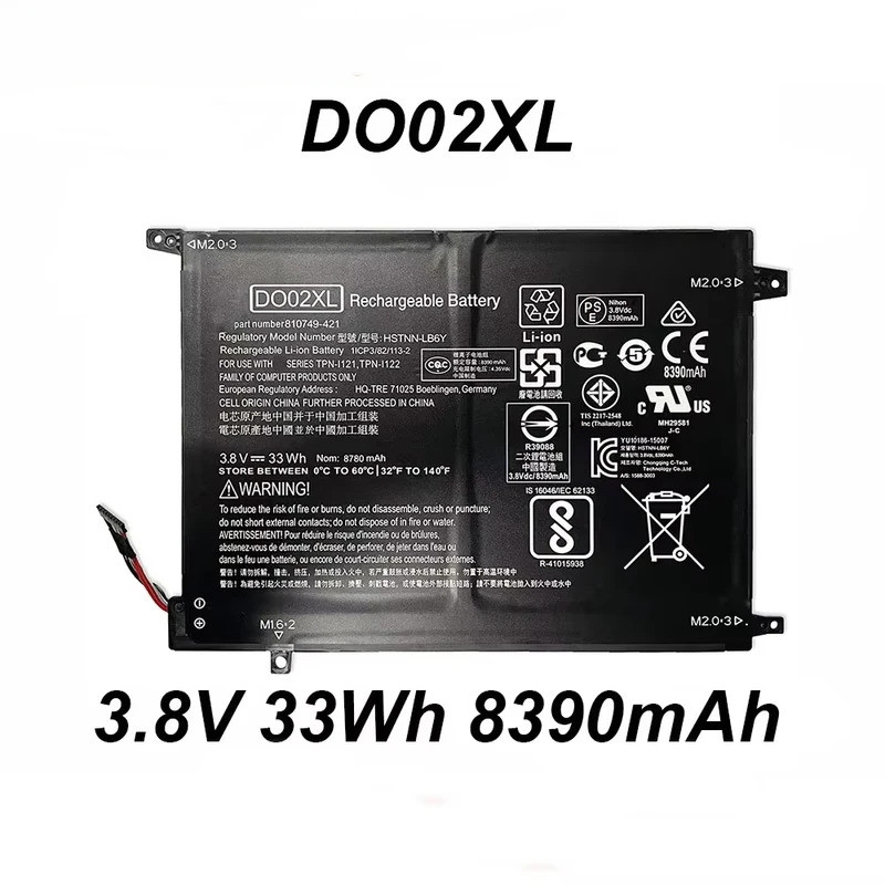 DO02XL 3.8V 33Wh แบตเตอรี่แล็ปท็อปสําหรับ HP Pavilion X2 Detach 10-N100 10-N121TU 10-N122TU 10-N123T