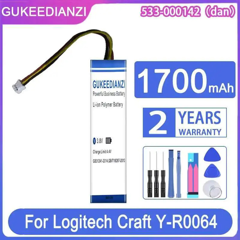 แบตเตอรี่ 533-000142 1 หัวสัมผัส 1700Mah สําหรับ Logitech Mini K800 MX Keys YR0073 Craft Y-R0064 553