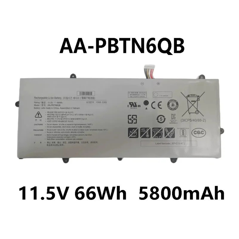 AA-PBTN6QB 11.5V 66Wh 5800mAh แบตเตอรี่แล็ปท็อปสําหรับ Samsung NT900X5N-X78L NP900X5N-K03 NP900X5N-L