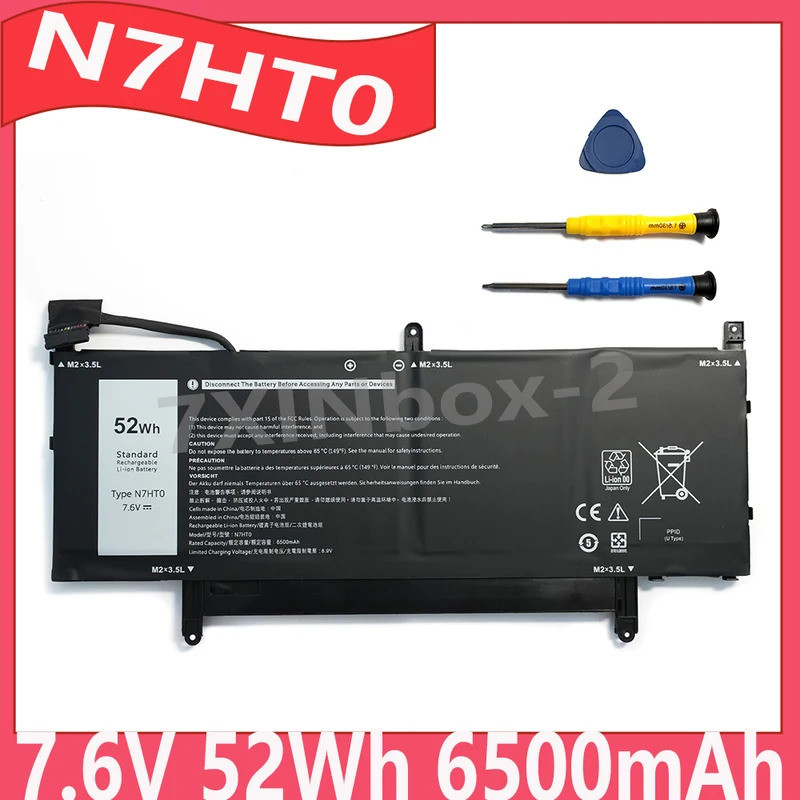 N7HT0 7.6V 52Wh 6500mAh แบตเตอรี่แล็ปท็อปสําหรับ Dell Latitude 9510 2-in-1 Latitude 9510 9520 Series