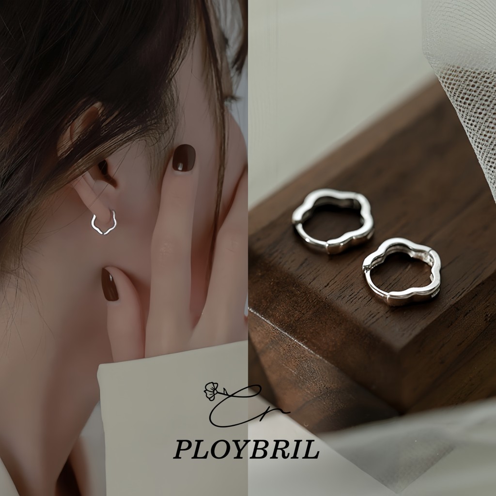 PLOYBRIL ต่างหูเงินแท้ เกรด S925 รูปดอกไม้น่ารัก สําหรับผู้หญิง E098