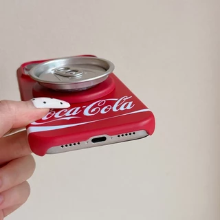 ปลอกสําหรับ iPhone 17 Pro Max 16 15P Magnetic Attraction แฟชั่น Creative Cola รูปแบบเคสโทรศัพท์สีแดงพร้อมขาตั้งแบบพับได้กันกระแทก PC Anti-scratch ฝาครอบป้องกัน Shell