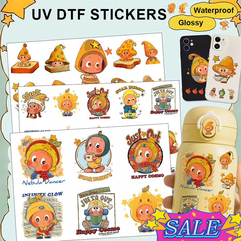 Twinkle UV DTF สติ๊กเกอร์กันน้ํา Transfer Decal พร้อมพื้นผิวเหมือนคริสตัลเคลือบเงา