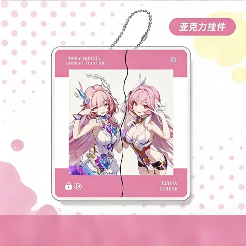 Honkai: Star Rail Cyrene Elysia พวงกุญแจการ์ดอะคริลิคใสแบบสไลด์, จี้สินค้าเกมสร้างสรรค์, สะสมสําหรับ