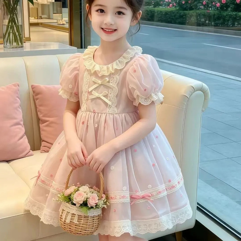 AL; J Allens Dress Girl Lolita Princess Dress 2026 Summer One-Year-Old Dress Childrens Fashion Birthday Girl Baby Dress WFK3