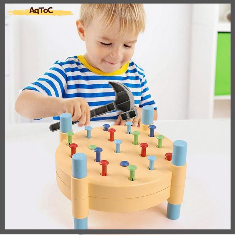 AqToCna Montessori ของเล่นสี Hammering Pounding ตารางเด็กผู้หญิง-Friendly ค้อนสําหรับ Hand-Eye การประสานงาน Early Learning AqToCna