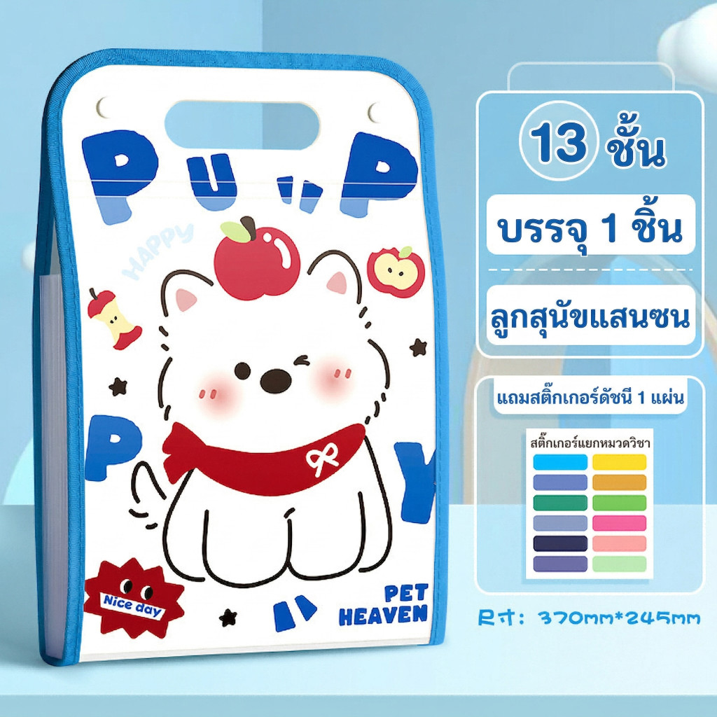A4 กระเป๋าแฟ้มออร์แกนไรเซอร์ ความจุใหญ่ 13 ช่อง วัสดุ PP หนาพิเศษ มือจับพกพา สติกเกอร์อินเด็กซ์ฟรี พร้อมส่งในไทย