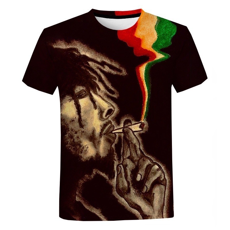 Streetwear Daily Casual ,Hip Hop Bob Marley Drop Shoulder Tee, American Vintage Casual เสื้อยืด,Outf