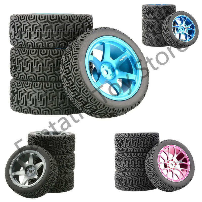 4 ชิ้น 70 มิลลิเมตรยางแข่ง Tyre ขอบล้อโลหะ 4 ชิ้นสําหรับ RC 1/10 On-Road รถ HSP 94123/94103/94122 D4