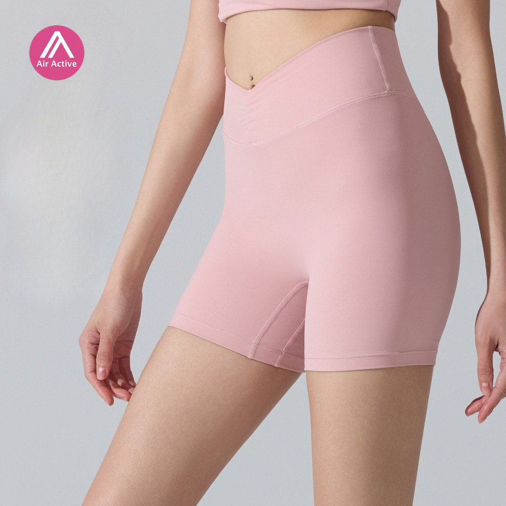 AirActive กางเกงขาสั้นออกกำลังกายแบบเอวสูง สำหรับโยคะ วิ่ง และนักปั่นจักรยาน .material ระบายเหงื่อได้ดี ออกแบบมาเพื่อยกก้นและทำให้หน้าท้องแบนราบ