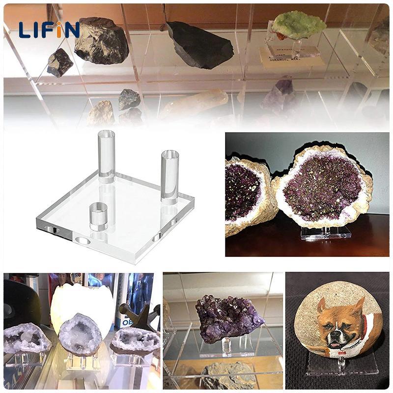 Lifin mart ที่วางจอแสดงผลอะคริลิคฐานชั้นวางสำหรับแร่หิน s geode เครื่องประดับชั้นวางแสดงของสะสมขนาดเล็ก