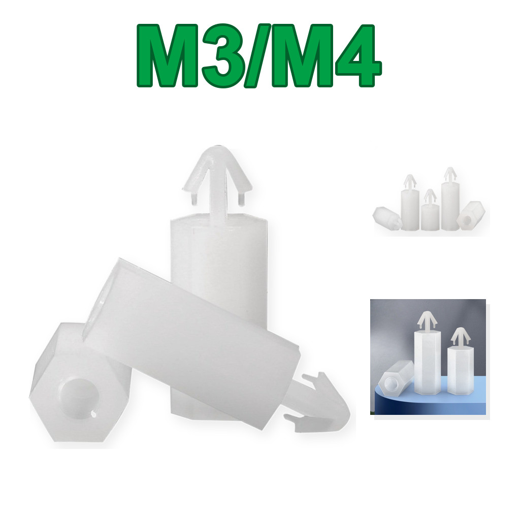 หัวเข็มขัดหกเหลี่ยมคอลัมน์ไนลอน M3 push-in PC บอร์ด spacer คอลัมน์ยกคอลัมน์เครื่องบินหัวพลาสติกแยกคอ