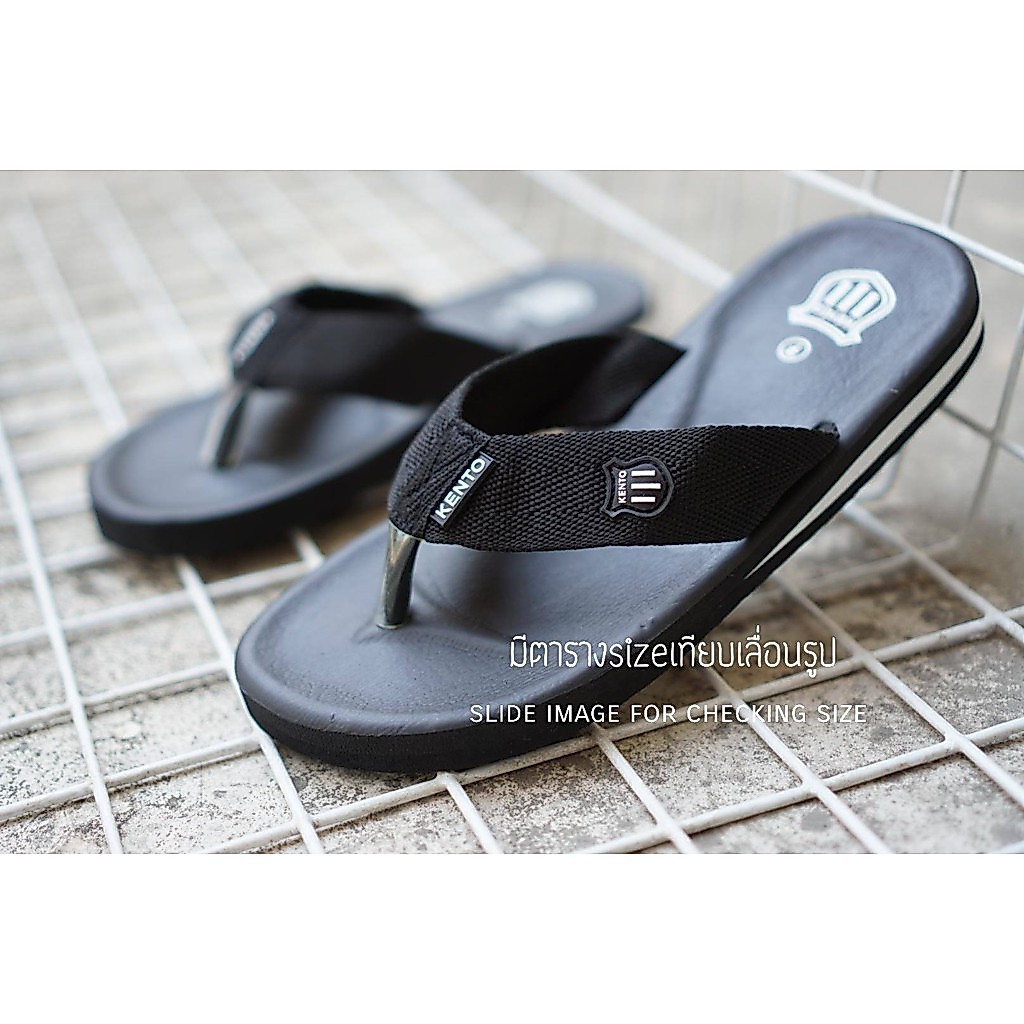 SIZE42/43 KENTO รองเท้าแตะสีดำ/กรม