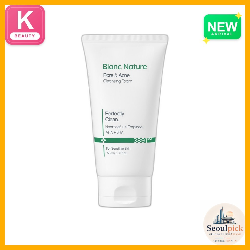 [blanc nature] โฟมล้างหน้ารูขุมขนและสิว 150ml, 1 ชิ้น / โฟมล้างหน้าเกาหลี / Acne Control โดย seoulpi