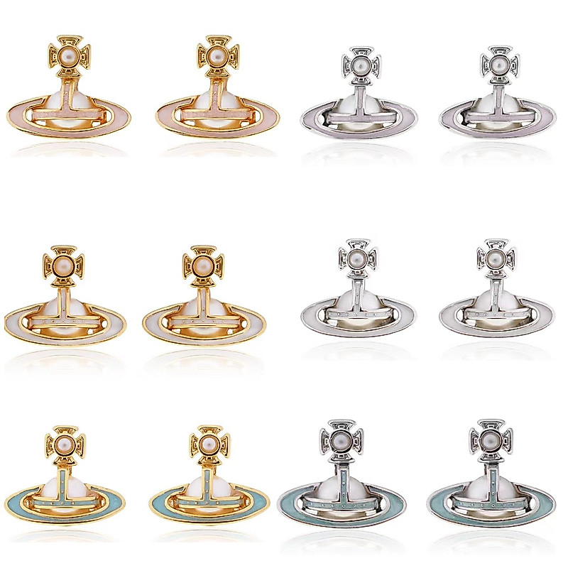 [Westwood] ใหม่ ต่างหูพอร์ซเลน ลายดาวเสาร์ สามมิติ สีชมพู สไตล์เรโทร สําหรับผู้หญิง 2022 พร้อมส่ง