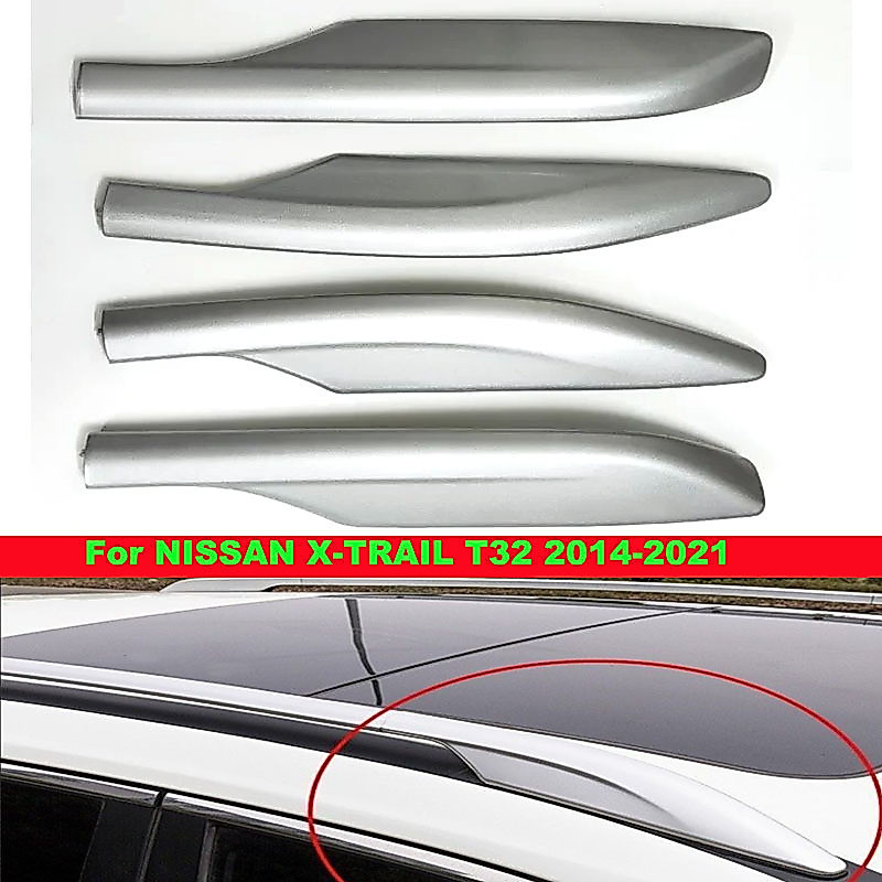 Huazhi รถ Silver Roof Rack กระเป๋าเดินทาง Bar Rail End ฝาครอบ Shell Cap Trim สําหรับ NISSAN X-trail X trail Rogue T32 2014-2021