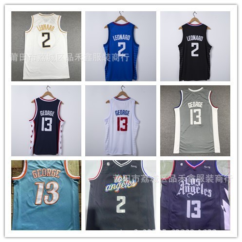 จัดส่งในวันเดียวกัน!!Clippers Clippers Clippers 2 Leonard 13 Paul George ชุดบาสเกตบอลปัก City Versio