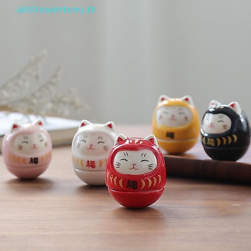 Anlittlese เซรามิค Daruma รูปปั้น Daruma Tumbler หัตถกรรมสไตล์ญี่ปุ่น Lucky Fortune เครื่องประดับภูมิทัศน์อุปกรณ์ตกแต่งบ้านของขวัญ TH