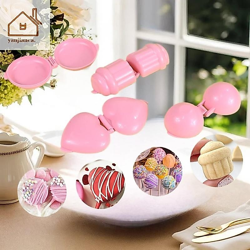 YANCA 4 ชิ้น/เซ็ตรอบ/หัวใจ/Cone/Cupcake Lollipop แม่พิมพ์พลาสติก Cakepop Mould DIY Fondant เค้กตกแต่งเครื่องมือเบเกอรี่อุปกรณ์ TH