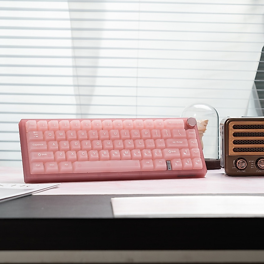 Womier 60% QMK/VIA Gaming Mechanical Keyboard V-K66pro ครีมร้อน Swappable ปะเก็น Mount RGB คีย์บอร์ด