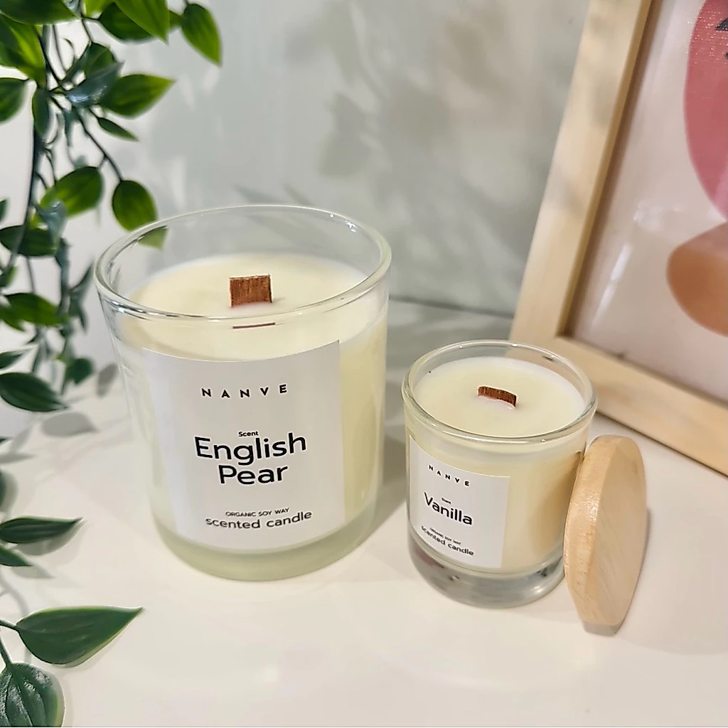 เทียนหอมถั่วเหลือง Soy Wax Scented Candle ไส้ไม้ธรรมชาติ ขนาด 90g / 200g | Nanve.Scents