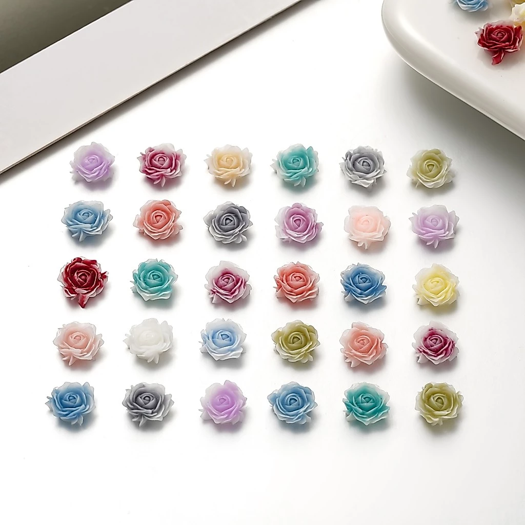 50 ชิ้น ลูกปัดดอกไม้เรซิ่น 6/8mm ดอกคามิเลีย ดอกกุหลาบ สําหรับตกแต่งเล็บ DIYใช้ในการทำเครื่องประดับ