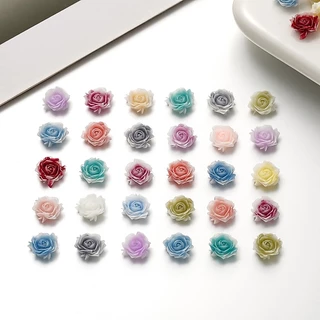50 ชิ้น ลูกปัดดอกไม้เรซิ่น 6/8mm ดอกคามิเลีย ดอกกุหลาบ สําหรับตกแต่งเล็บ DIYใช้ในการทำเครื่องประดับ