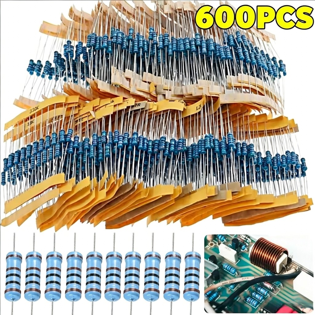 300/600PCS - ชุดตัวต้านทานฟิล์มโลหะ 10R-1M DIY Electronics Component Kit ชุดต้านทานการซ่อมแซมความต้านทานความแม่นยํา
