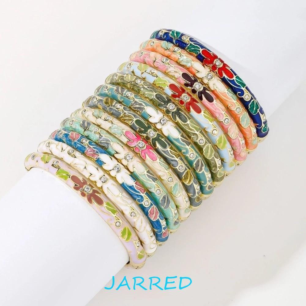 JARRED Cloisonne กําไลข้อมือวินเทจ เคลือบดอกไม้ใหญ่จีน กําไลข้อมือผู้หญิง ของขวัญสําหรับผู้หญิงสาว