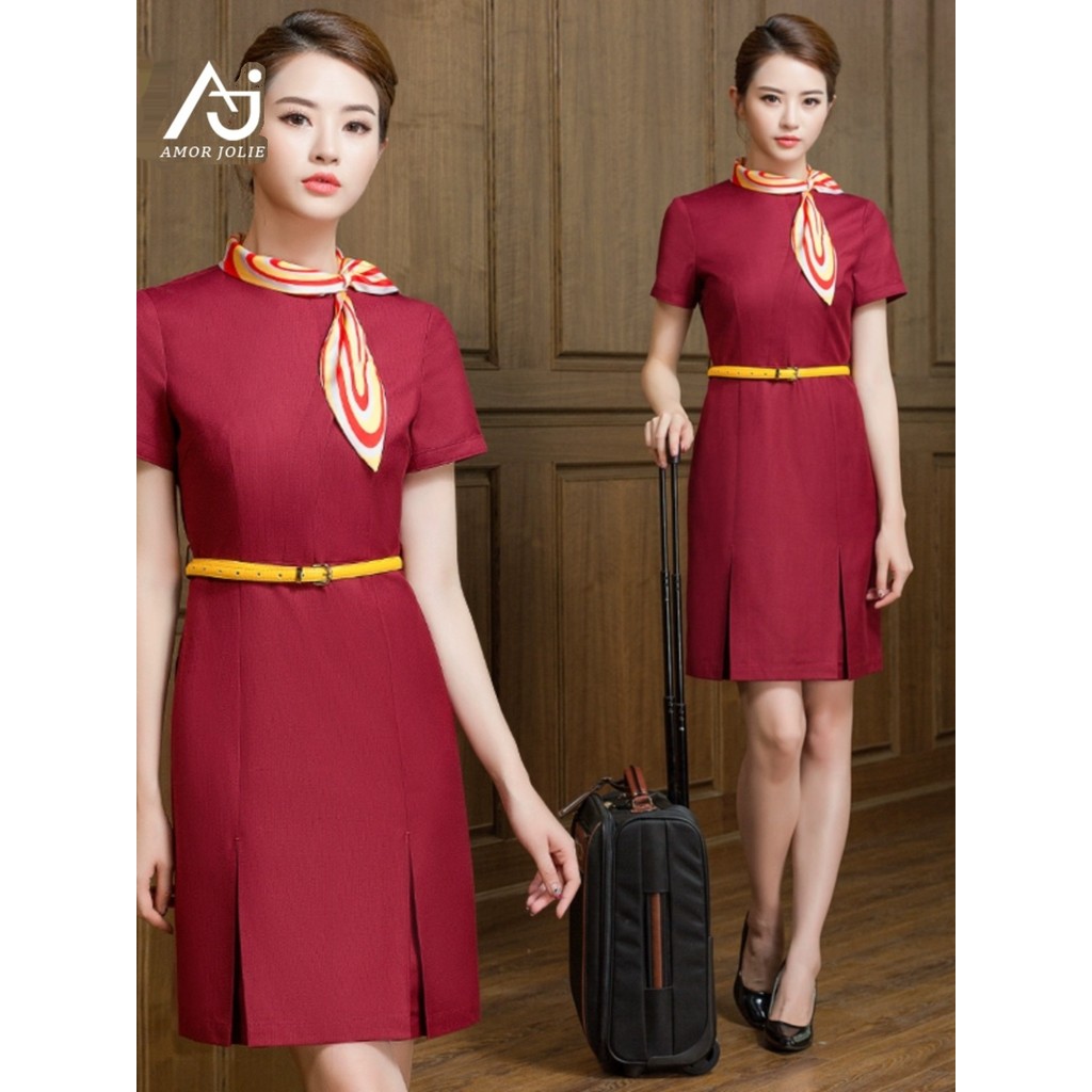 Sea Aviation Stewardess ชุด High-End อารมณ์ด้านหน้าโต๊ะเครื่องประดับ Shop Workwear ร้านเสริมสวยขายอา